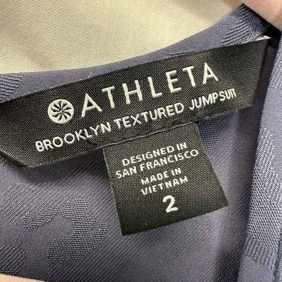 Athleta Brooklyn Textured Jumpsuit Women's‎ Size 2 Blue Leopard Print - Picture 10 of 14